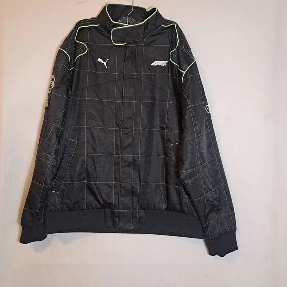 Men PUMA F1‎ Racing Full Zip Jacket Black Casual Athletic Sweater 631639 01 Sz L